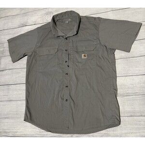 Carhartt Force Ridgefield Shirt Mens Large Gray Short Sleeve Vented Fishing